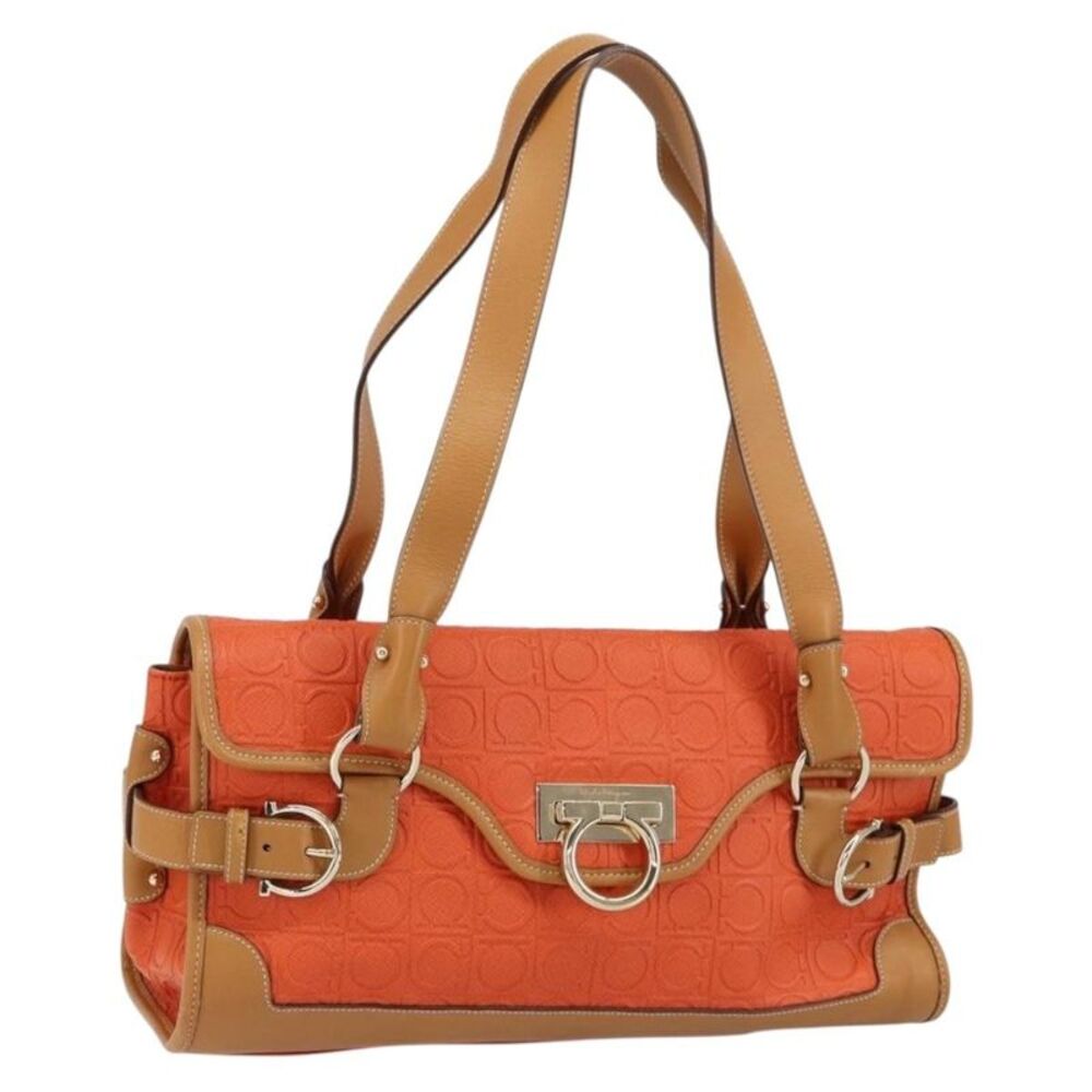 Salvatore Ferragamo Gancini Canvas Orange Pvc Shoulder Bag Bag